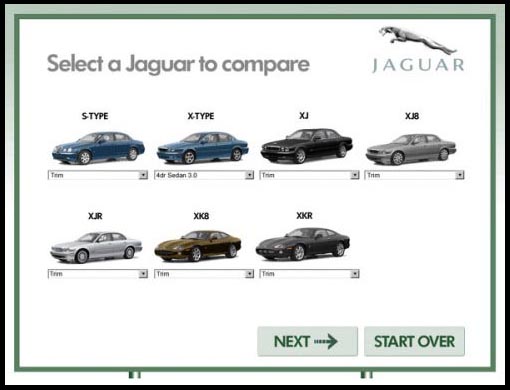 Jaguar vehicle compare kiosk deisgn